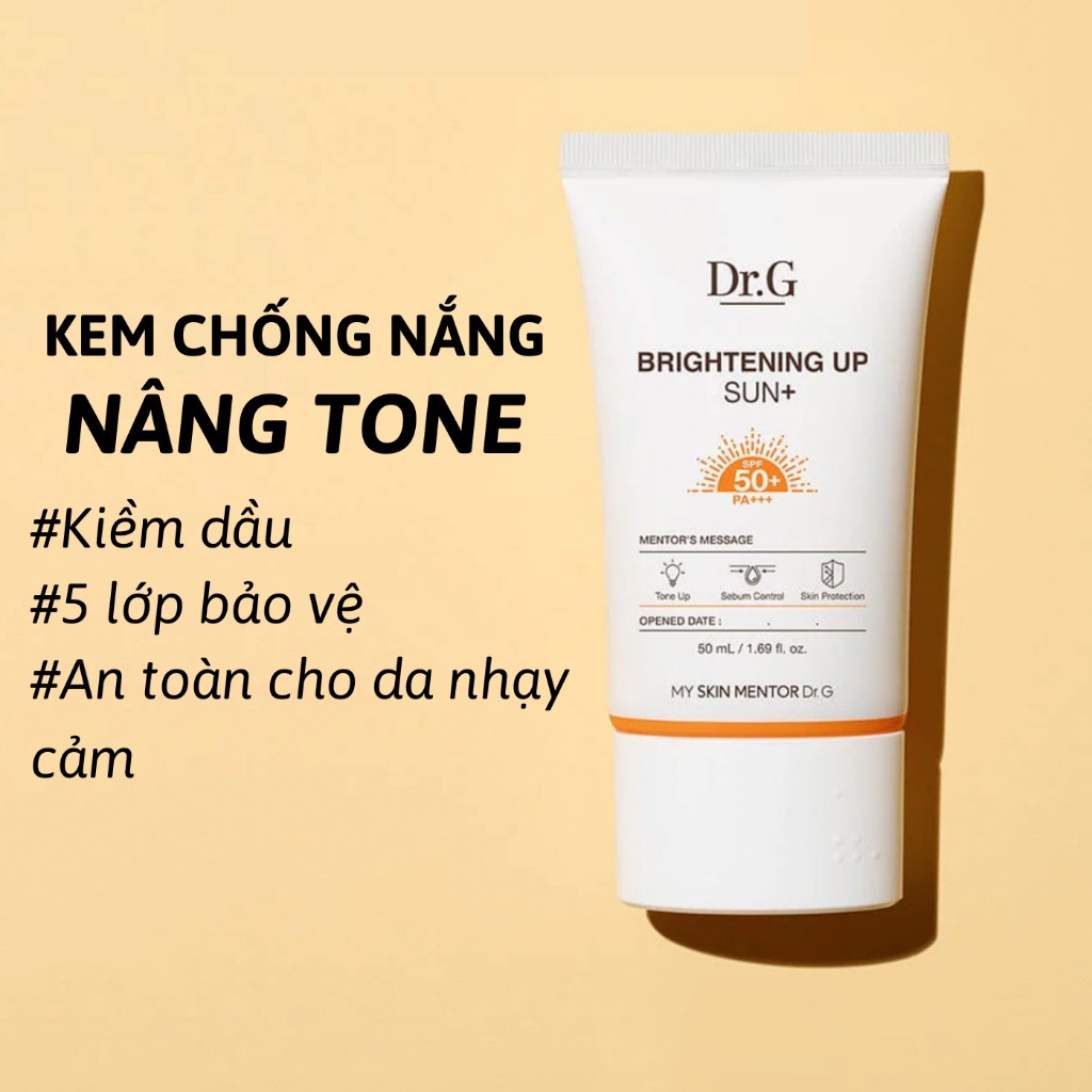 Kem chống nắng kiềm dầu ngừa mụn Dr.G Brightening Up Sun+ SPF50 PA+++ Tuýp Cam