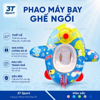 Phao máy bay ghế ngồi cho bé 1-5 tuổi họa tiết hoạt hình, có còi vô lăng, chất liệu PVC dày bền đẹp