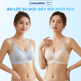 Áo ngực nữ dây đôi phối ren cup v quyến rũ, Áo lót nữ su đúc không gọng mút mỏng 1.5cm ZANABRA A2606