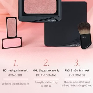 [Cheeryep] Phấn Má Hồng Satin CHEERYEP Mịn Như Lụa Tiệp Da Khí Chất Tự Nhiên Ánh Nhũ Sáng Da Không Lộ Phấn