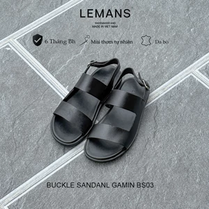 Dép Sandal quai ngang Lemans - BS5.03 da bò, đế cao su có mùi thơm, thiết kế quai da 3 lớp trẻ trung, Bảo hành 06 tháng