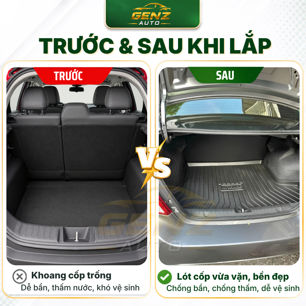 Lót cốp Mitsubishi Attrage 2015 - Nay - Nhựa dẻo TPO Không mùi, Chuẩn khít form xe, Chống thấm nước