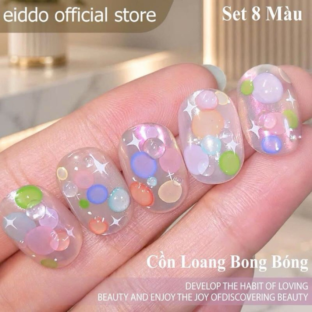 { Eiddo Nails } Set 8 Chai Cồn Loang Bong Bóng eiddo - Cồn loang màu pastel tạo hiệu ứng bong bóng nhanh gọn, nổi bật