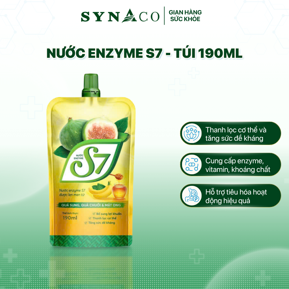 Nước Enzyme S7 - Hộp 10 Túi 190ml, bổ sung dưỡng chất, cung cấp vitamin | SYNACO