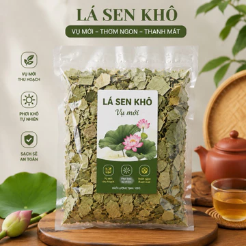 Trà Lá Sen Bắc Ninh Nguyên Chất 100% – Lá Sen Khô Vụ Mới Cắt Nhỏ, Hút Chân Không