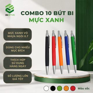 [RẺ VÔ ĐICH] Combo 10 Bút bi Mực xanh Vỏ nhựa