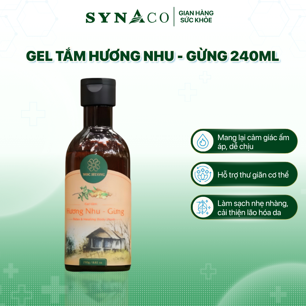 Gel tắm hương nhu - gừng – chai 240ml/38ml, hỗ trợ thư giãn cơ thể | SYNACO
