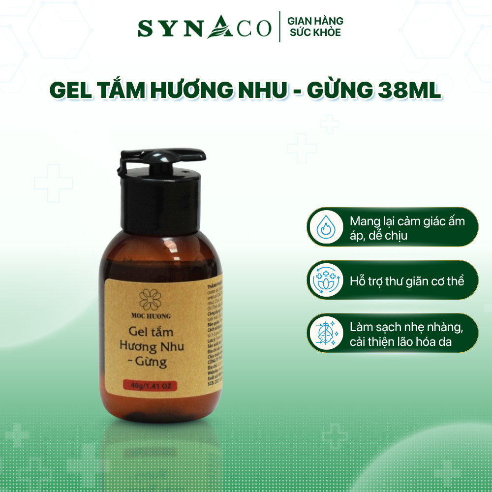 Gel tắm hương nhu - gừng – chai 240ml/38ml, hỗ trợ thư giãn cơ thể | SYNACO