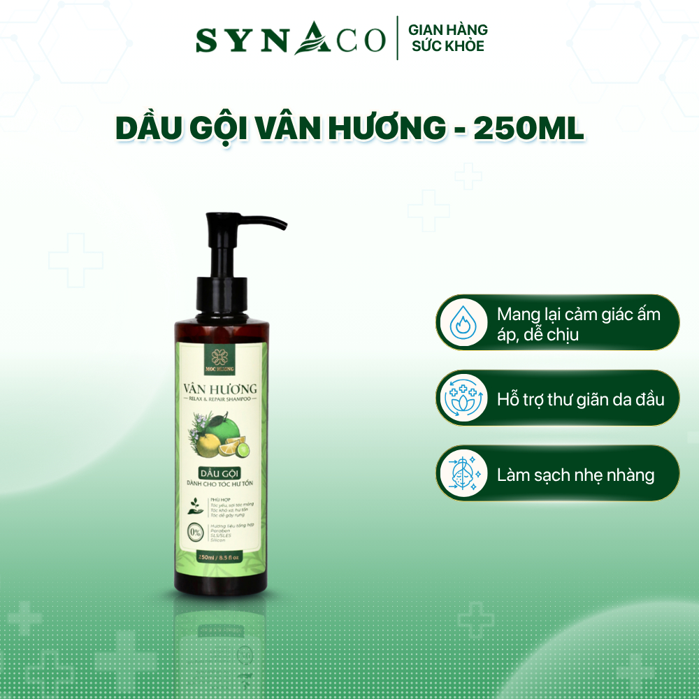 Dầu gội vân hương _ chai 38ml/250ml, hỗ trợ thư giãn da đầu | SYNACO