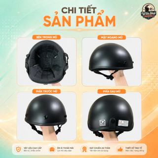 Mũ Bảo Hiểm Nửa Đầu Dáng Phượt ABS Cao Cấp, Kèm Phụ Kiện Kính Phi Công, Kính UV, Lưỡi Trai Tùy Chọn - Camry Helmet