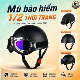 Mũ Bảo Hiểm Nửa Đầu Dáng Phượt ABS Cao Cấp, Kèm Phụ Kiện Kính Phi Công, Kính UV, Lưỡi Trai Tùy Chọn - Camry Helmet