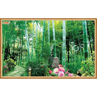 Tranh dán tường phòng khách thiên nhiên đồi núi, hồ nước đẹp tặng keo và dụng cụ dán