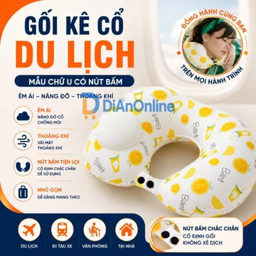 Gối bơm hơi chữ U, gối chữ U đi du lịch, gối ngủ trưa văn phòng, gối kê cổ gấp gọn chất liệu lụa mềm mịn size 28x40cm