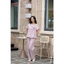 ST9348 Bộ pijama nữ đũi vân mây áo cộc quần dài