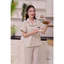 ST9348 Bộ pijama nữ đũi vân mây áo cộc quần dài