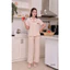 ST9348 Bộ pijama nữ đũi vân mây áo cộc quần dài
