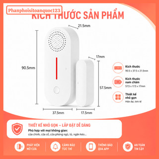 Cảm Biến Báo Động Mở Cửa WiFi FB-LINK Tuya Smart – Báo Về Điện Thoại – Còi Báo – Kết Nối Smart Life