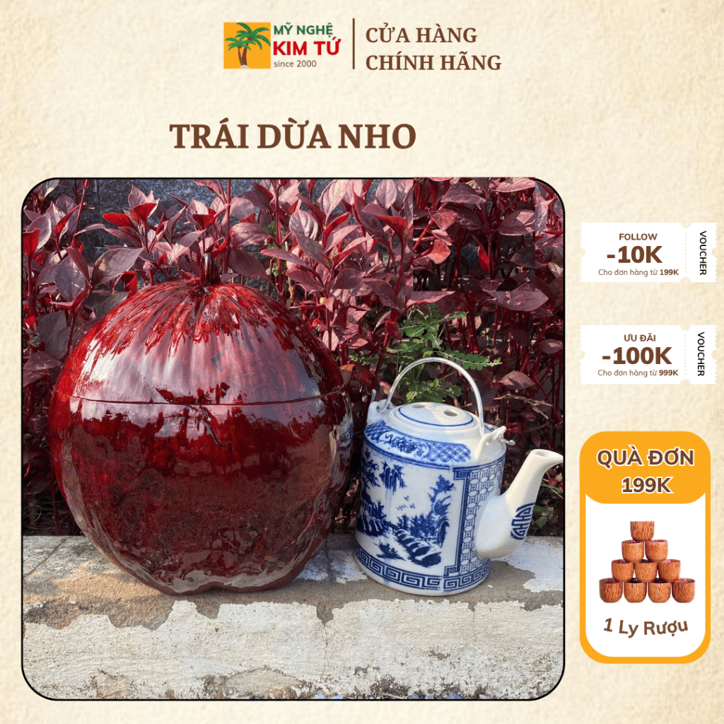 [ SIZE 800ML - 1000ML ] Bình Ủ Ấm Trà TRÁI DỪA NHO Giữ Nhiệt Cao Cấp, Trang Trí Bàn Trà Quà Ý Nghĩa, Decor Sang Trọng