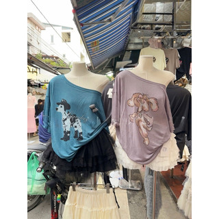 •𝙆𝙞𝙣𝙜𝙨𝙝𝙤𝙥𝙗𝙚𝙖𝙪𝙩𝙮•Áo Phông Giấy In Hình Lệch Vai QC