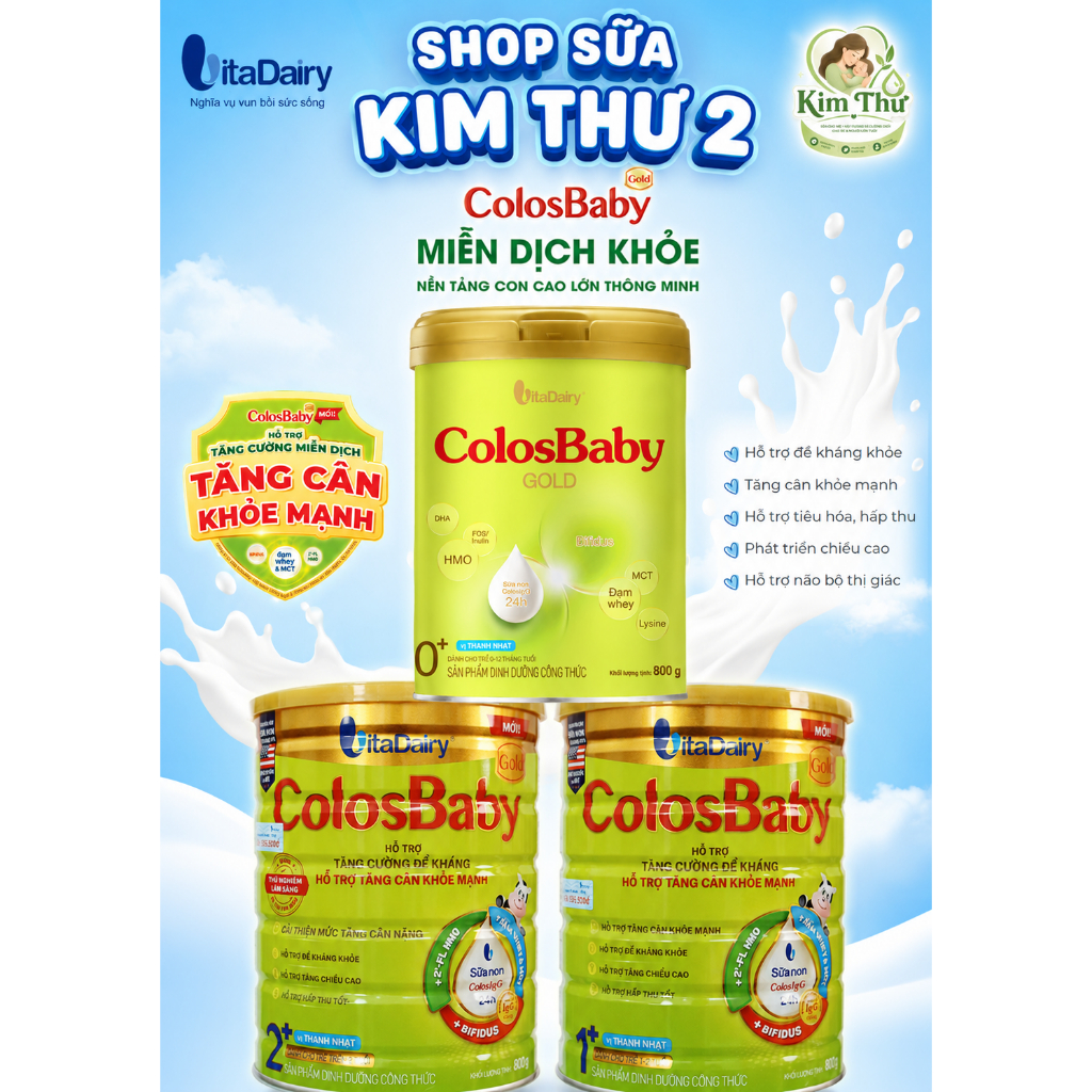 [VITADAIRY] Sữa bột ColosBaby Gold (NEW) (0+/1+/2+) 800g Sản Phẩm Chính Hãng [Combo 6,8,12 Lon]