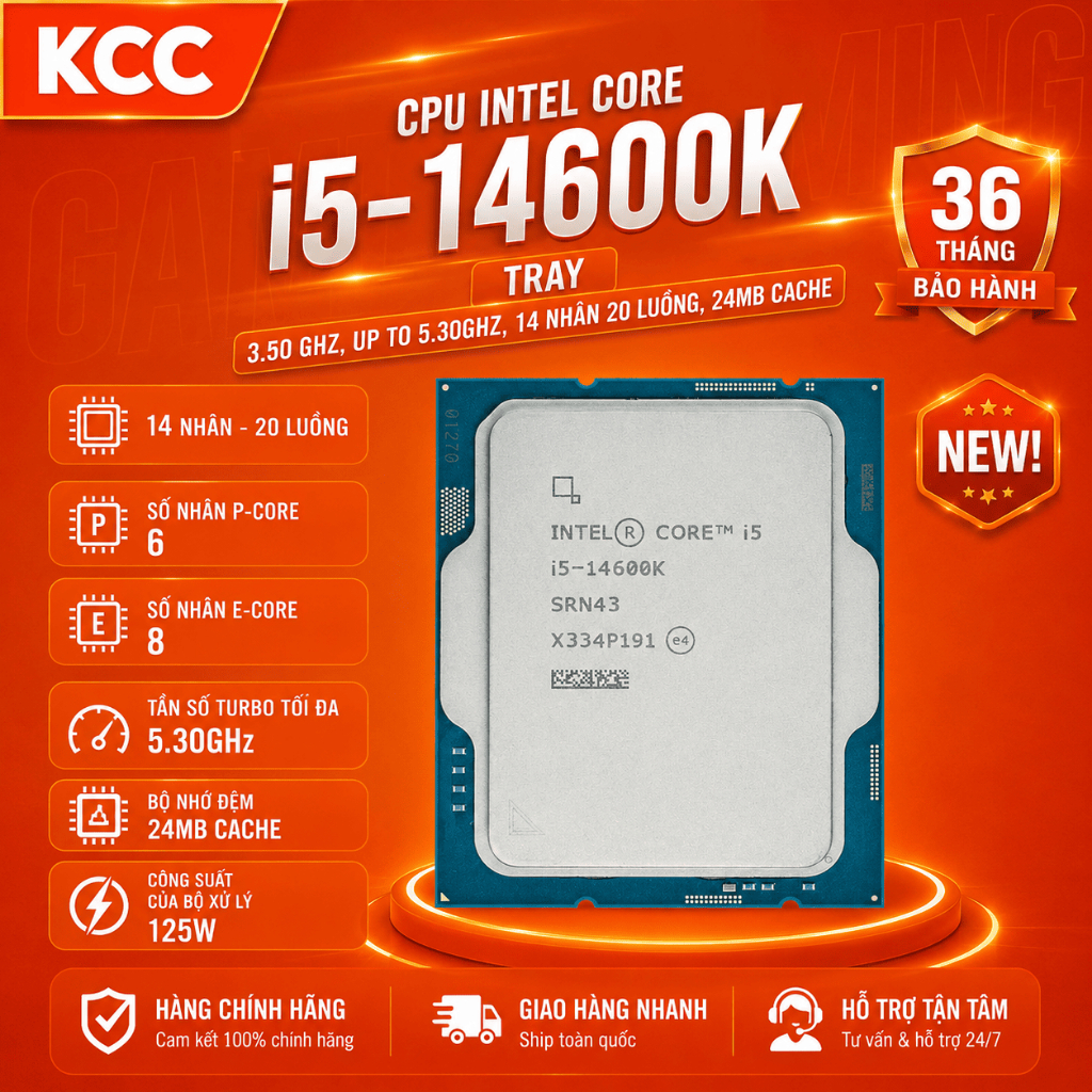 [Full VAT] CPU Intel Core i5 14600K, i5 14600KF - Tray (Full VAT) - bảo hành 3 năm | BigBuy360 - bigbuy360.vn