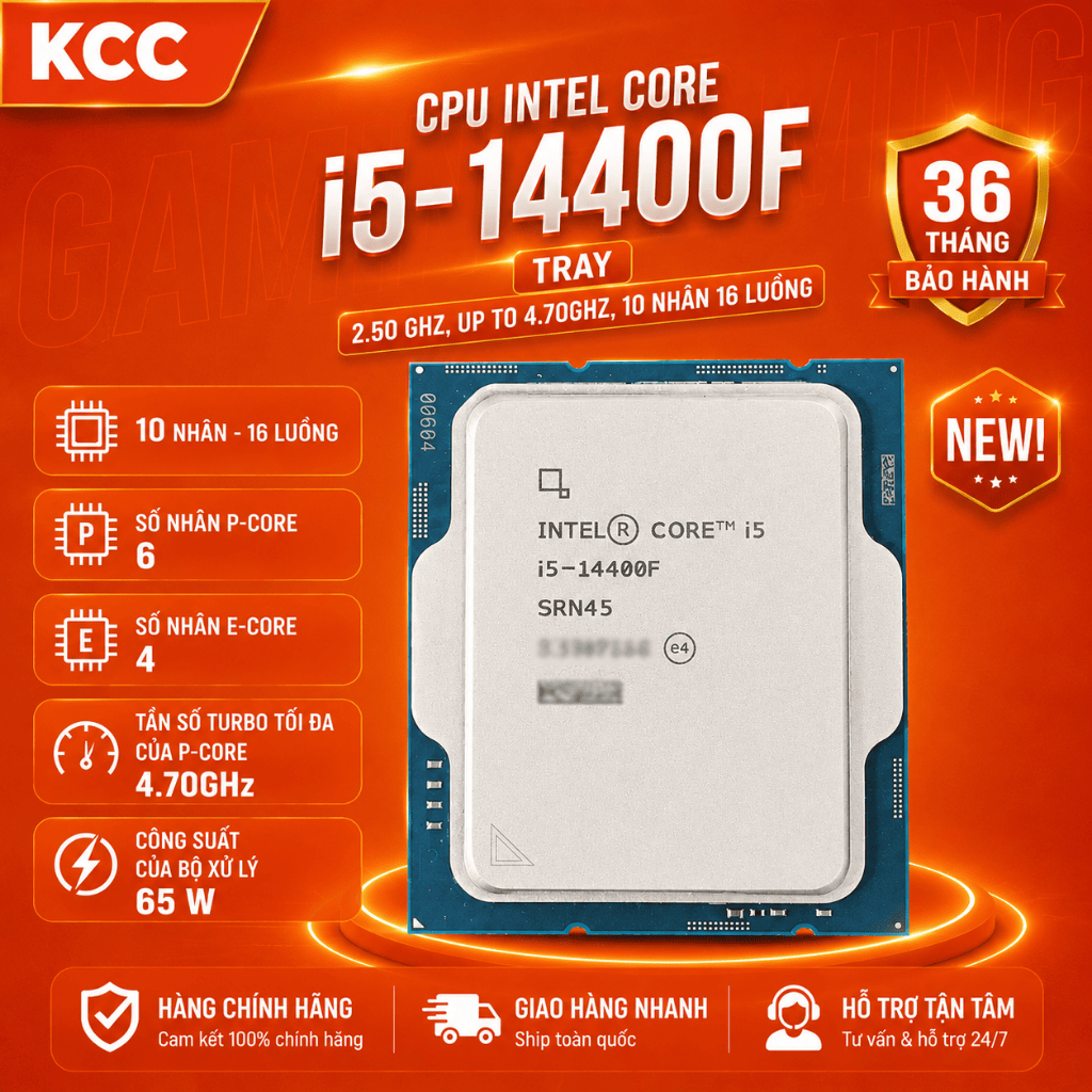 [Full VAT] CPU Intel Core i5 12400F / 13400F / 14400F Tray New ( không kèm quạt) - làm việc giải trí, tiết kiệm