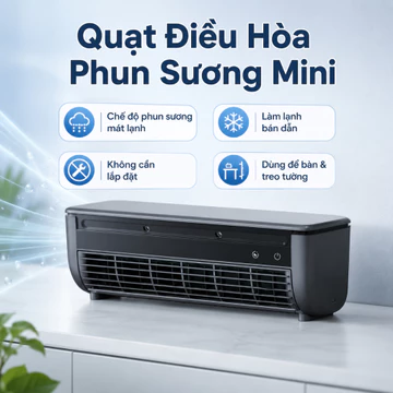 Quạt điều hòa mini, quạt phun sương, quạt làm mát, quạt treo tường làm lạnh nhanh cho bếp và phòng ngủ gia đình