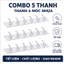 Combo 5 Thanh Treo Đồ TRONG SUỐT 6 Móc Siêu Dính Cao Cấp Loại 1 Dán Tường Đa Năng Cho Nhà Tắm, Nhà Bếp.