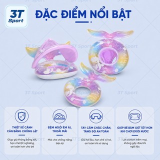 Phao bơi nàng tiên cá nhựa PVC cao cấp loại dày an toàn màu pastel cầu vồng cho trẻ em người lớn
