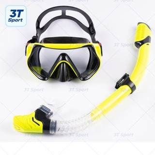 Bộ kính lặn đi biển chuyên nghiệp kèm ống thở chống nước kính cường lực snorkeling - KLOT-3T08