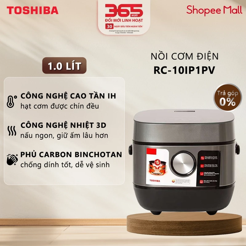 Nồi Cơm Điện Cao Tần Toshiba - RC-10IP1PV 1 Lít / RC-18IP1PV 1.8 Lít - Hạt Cơm Chín Đều - Làm Được Cơm Cháy - Chính Hãng — ảnh 1