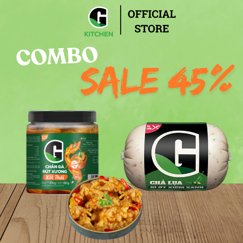 COMBO Chân gà rút xương xốt thái 370G + Chả lụa bì ớt xiêm xanh 500g GKITCHEN