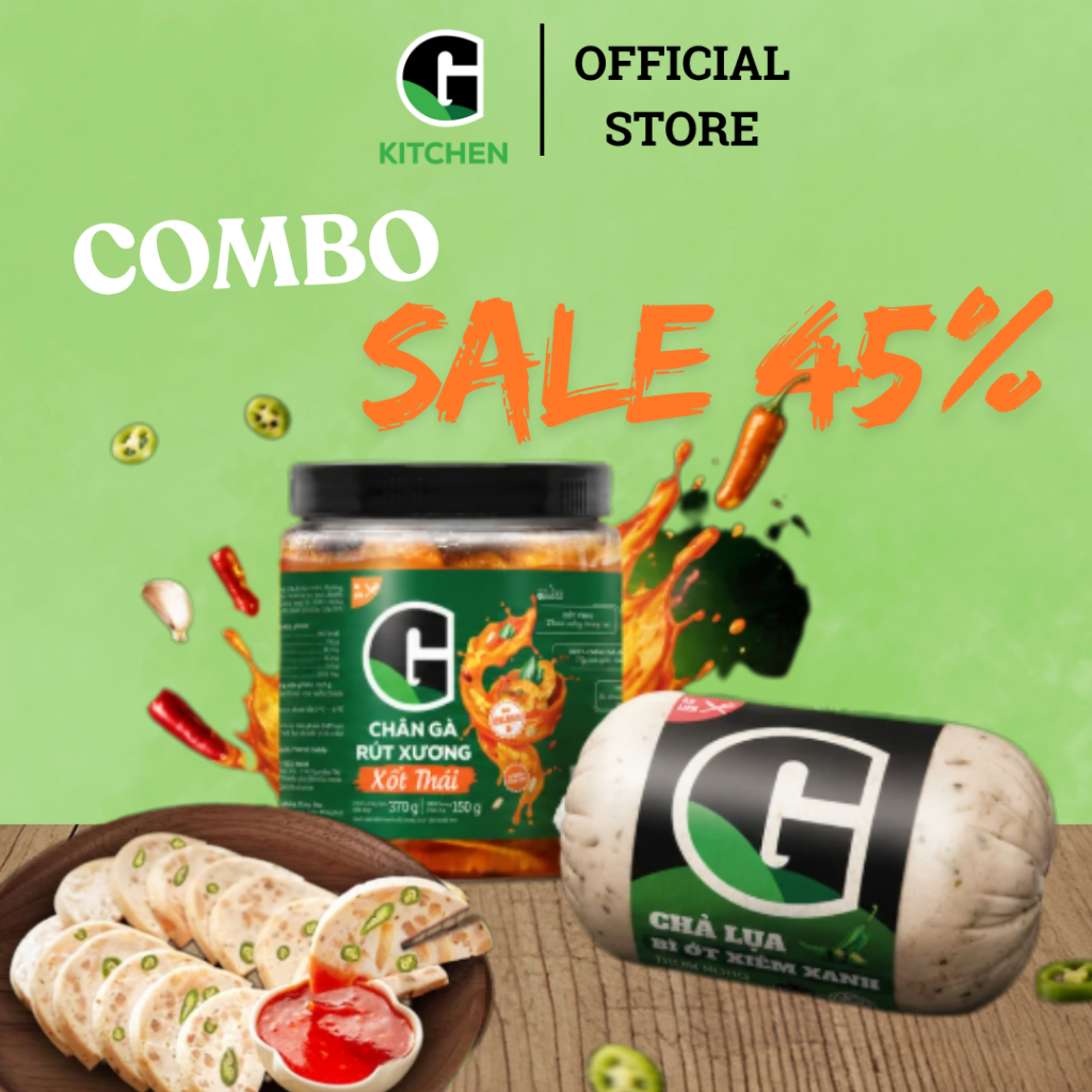 COMBO Chân gà rút xương xốt thái 370G + Chả lụa bì ớt xiêm xanh 500g GKITCHEN