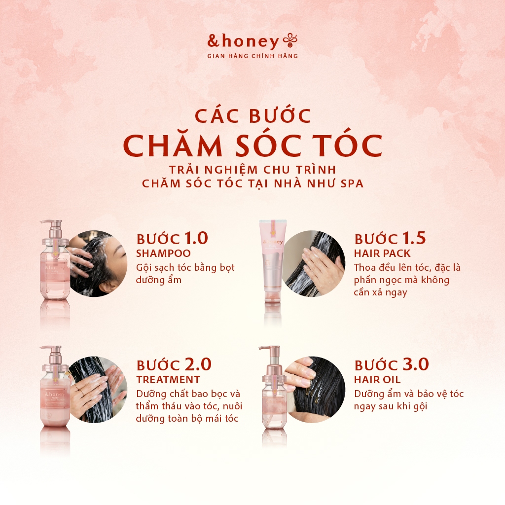 Bộ Dầu Gội Xả &HONEY MELTY MOIST Phục Hồi Dưỡng Tóc Suôn Mượt Vào Nếp