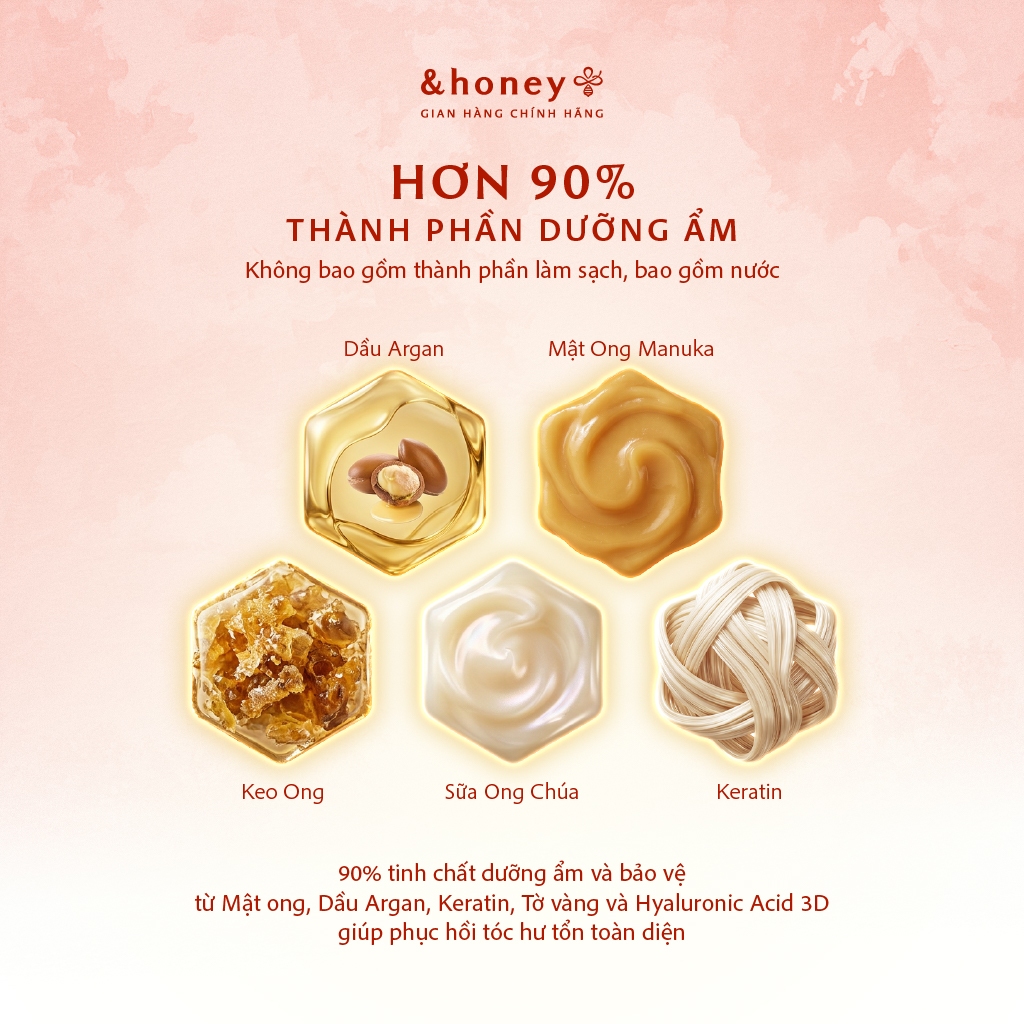 Bộ Dầu Gội Xả &HONEY MELTY MOIST Phục Hồi Dưỡng Tóc Suôn Mượt Vào Nếp