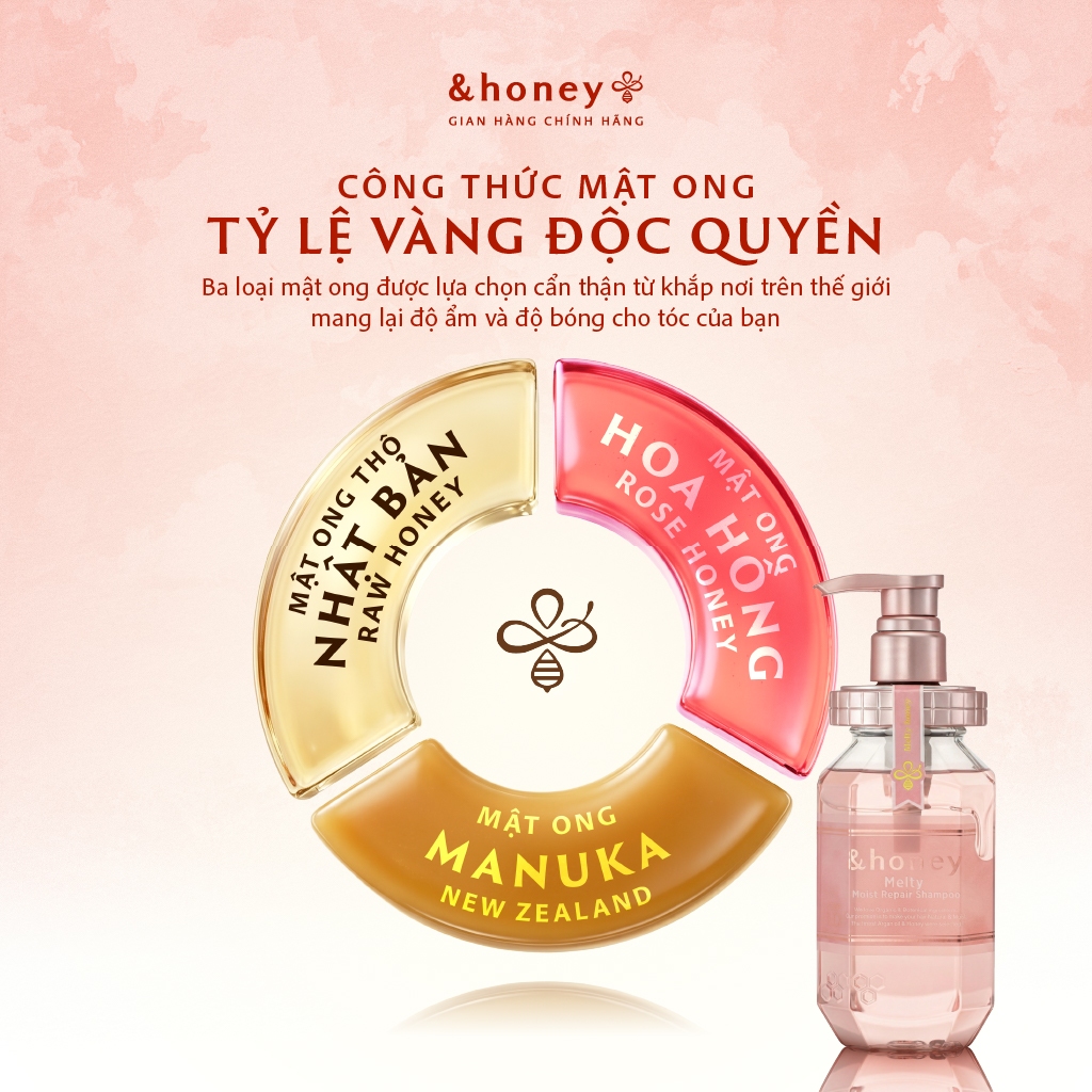 Bộ Dầu Gội Xả &HONEY MELTY MOIST Phục Hồi Dưỡng Tóc Suôn Mượt Vào Nếp