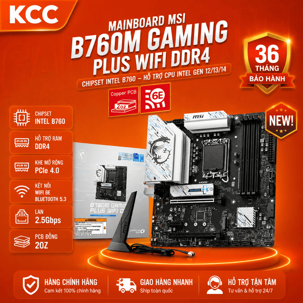 🧩 Mainboard MSI B760M GAMING PLUS WIFI DDR4 – Mạnh, đủ đồ, build gaming cực ngon | BigBuy360 - bigbuy360.vn