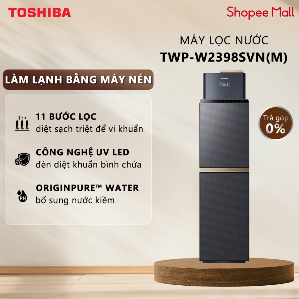 [Freeship - Lắp Đặt 0Đ] Máy Lọc Nước Giữ Khoáng Cao Cấp RO Plus TOSHIBA Originpure TWP-W2398SVN(M) -Nước Nóng Nguội Lạnh