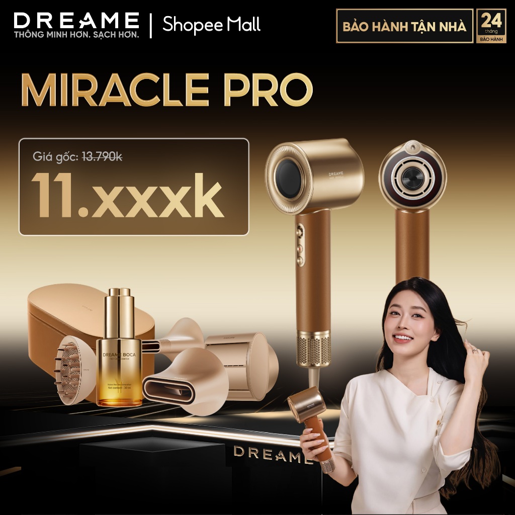 Dreame Miracle Pro Máy Sấy Tóc Ion Âm | Box 4 Đầu Sấy, Tạo Kiểu