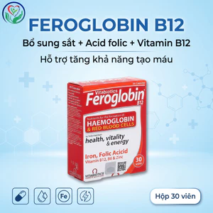 Feroglobin B12 Vitabiotics 30 viên bổ sung sắt, acid folic, vitamin B12, hỗ trợ tạo máu
