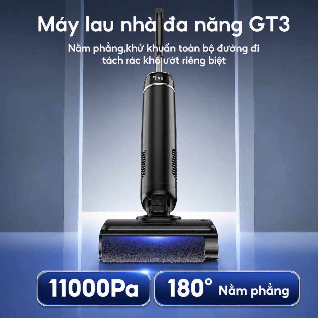 TIXX Máy hút bụi lau sàn Không dây 2600mAh nằm phẳng 180° Tự động vệ sinh máy hút bụi cầm tay