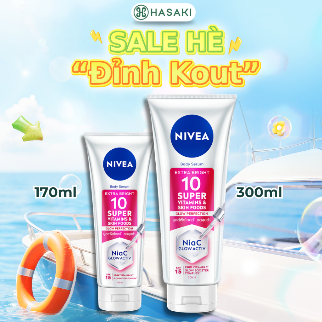 [MEGA 7.7|15H-16H] Serum Dưỡng Thể Nivea Sáng Da Mờ Thâm Nám Extra Bright 10 Super Vitamins Hasaki