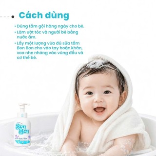 Sữa Tắm Gội 2in1 Cho Bé - Giảm Chàm Sữa, Hăm Da THUẦN CHAY, KHÔNG Chứa Gốc Sulfate Dịu Nhẹ, Ít Bọt