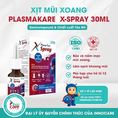 PlasmaKare X-Spray 30ml Xịt Mũi Nano Bạc, Vệ Sinh Mũi, Làm Sạch Khoang Mũi, Dịu Mát