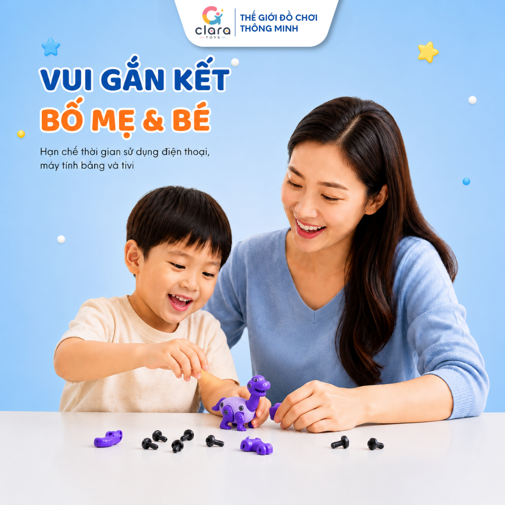 Đồ Chơi Lắp Ghép Khủng Long DCLG001 Màu Tím Đồ Chơi Lắp Ghép Thông Minh Cho Bé Phát Triển Tư Duy