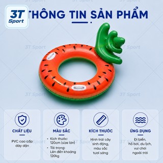 Phao bơi đi biển hồ bơi khổng lồ hình trái cây PVC cao cấp dày dặn, thiết kế lớn có tay cầm tiện lợi