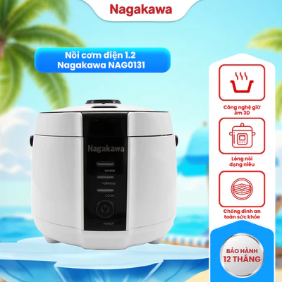 Nồi Cơm Điện Tử 1.2L NAGAKAWA NAG0131 500W, 3 chức năng, bảo hành 1 năm