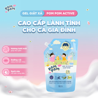 Nước Giặt Xả Pom Pom Active Túi 2.7L - 2in1 Tiết Kiệm Dành Cho Cả Gia Đình, Sạch Thơm Mềm Vải, Hương Nắng Mai AT27