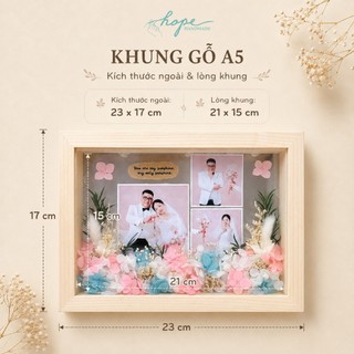 Set hộp quà khung ảnh hoa khô làm quà tặng gia đình, đồng nghiệp, bạn bè, kỷ niệm để bàn, treo tường