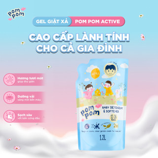 Nước Giặt Xả Pom Pom Active Túi 1.2L - Chiết Xuất Gốc Thực Vật Giữ Quần Áo Tươi Màu Bền Vải AT12 NB12